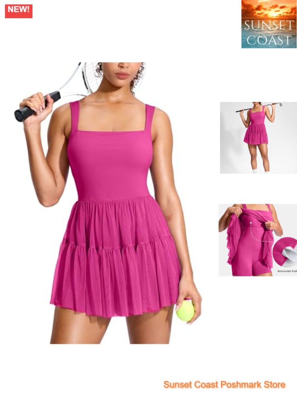 Soothfeel Women's Tennis Dress with Built-in Shorts & Bra Athletic Dress